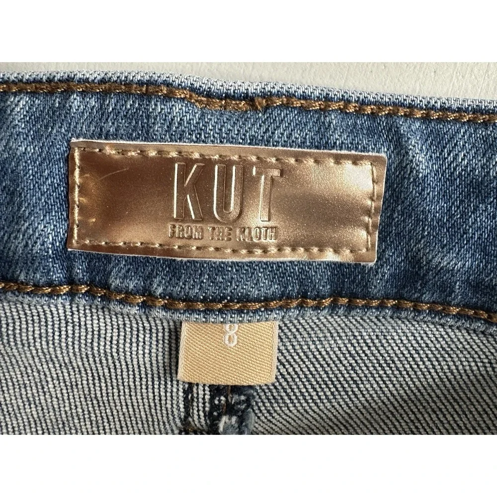 Kut From the Kloth Jeans Women's Size 8 Crop Straight Leg‎ Raw Hem Distressed